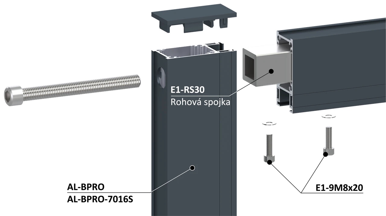 rohová spojka E1-RS30 spojeni
